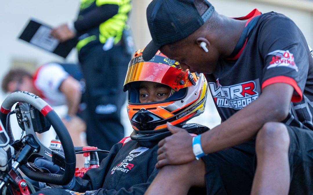 Lwashu Mathebula drives at the Al Forsan track in Abu Dhabi
